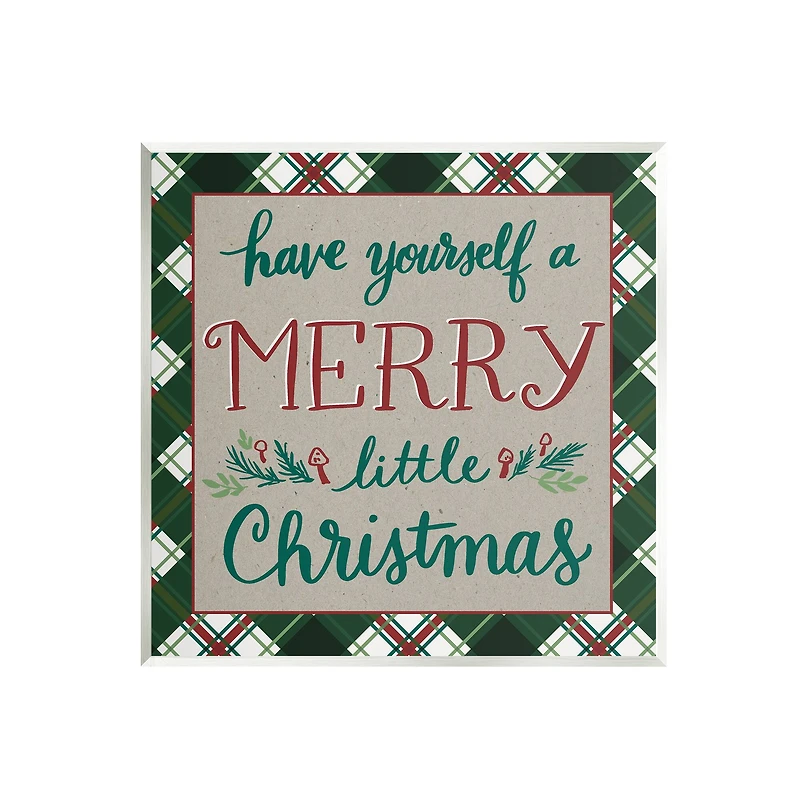 Stupell Industries Merry Little Christmas Plaid Holiday Wall Plaque Art