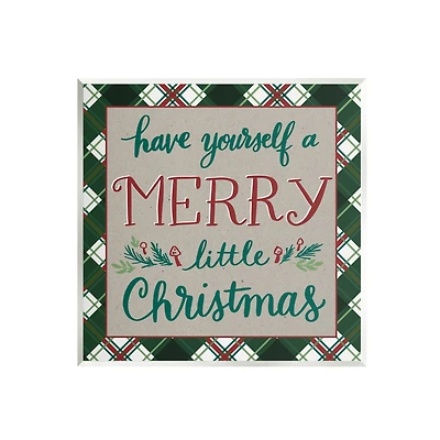 Stupell Industries Merry Little Christmas Plaid Holiday Wall Plaque Art