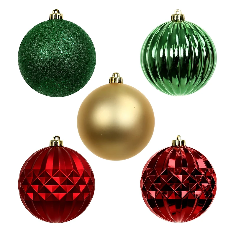 5 Pack 150mm Red, Green & Gold Shatterproof Ball Ornaments by Ashland®