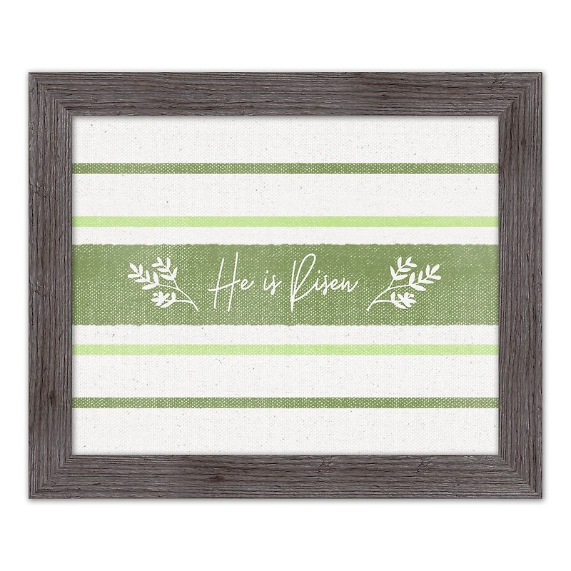 He Is Risen Green Stripes 1 16" x 20" Western Gray Framed Print