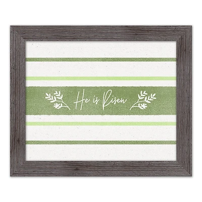 He Is Risen Green Stripes 1 16" x 20" Western Gray Framed Print
