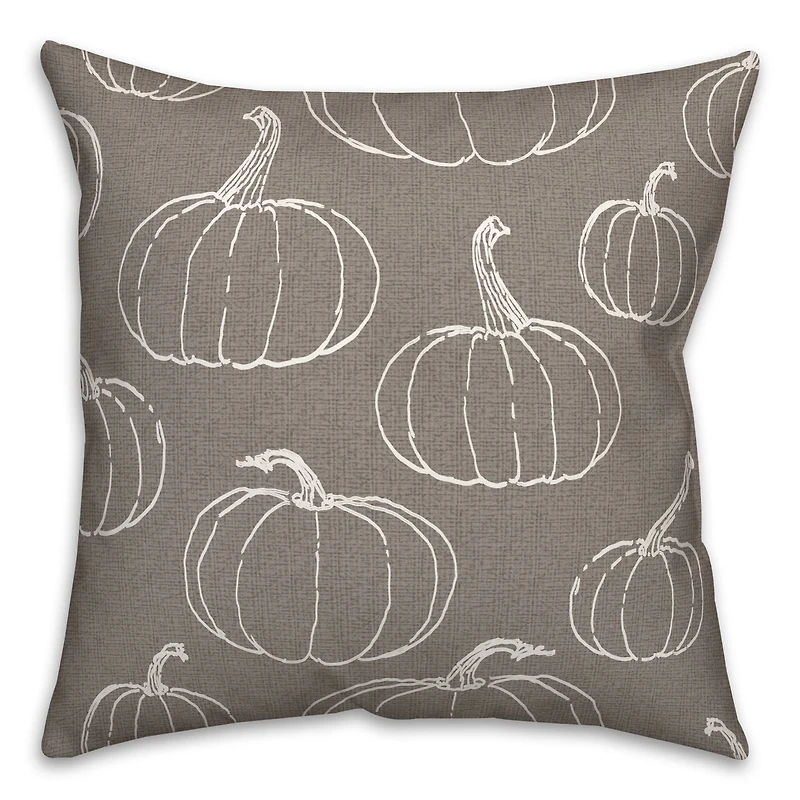 Gray Pumpkin Pattern Throw Pillow