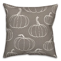 Gray Pumpkin Pattern Throw Pillow