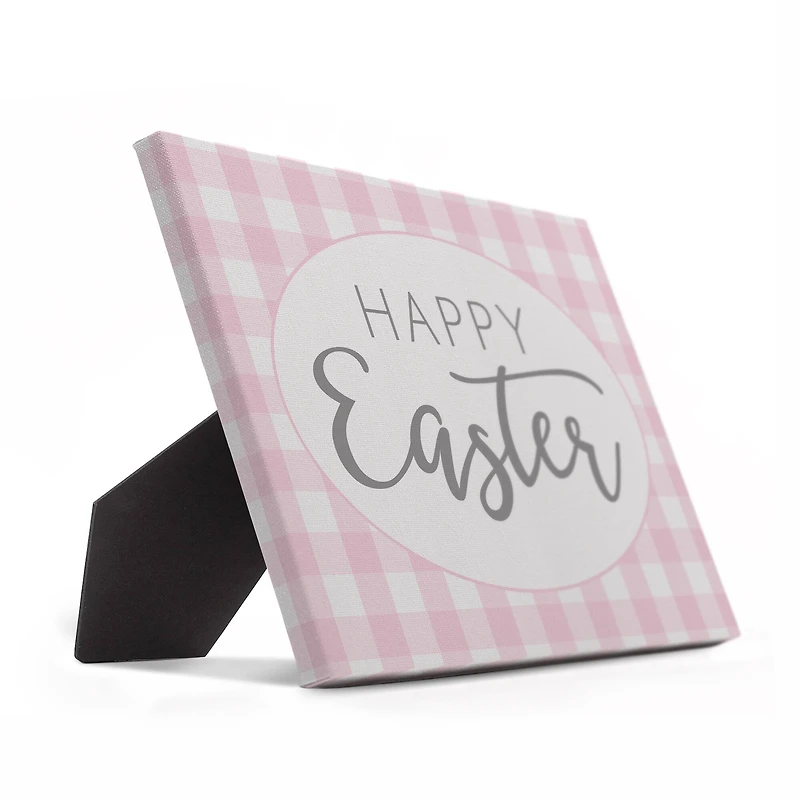 Pink Buffalo Check Happy Easter Tabletop Canvas