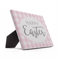 Pink Buffalo Check Happy Easter Tabletop Canvas