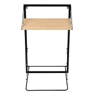 Honey Can Do Black & Maple Collapsible Wall-Mounted Hamper with Laundry Bag & Shelf