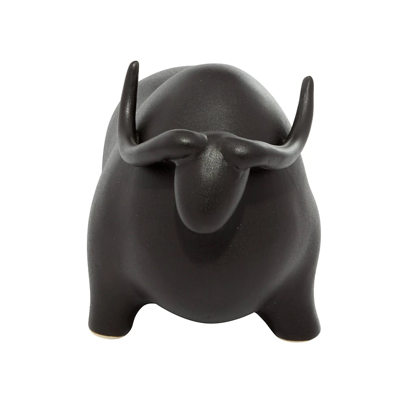 The Novogratz 12" Black Contemporary Bull Sculpture