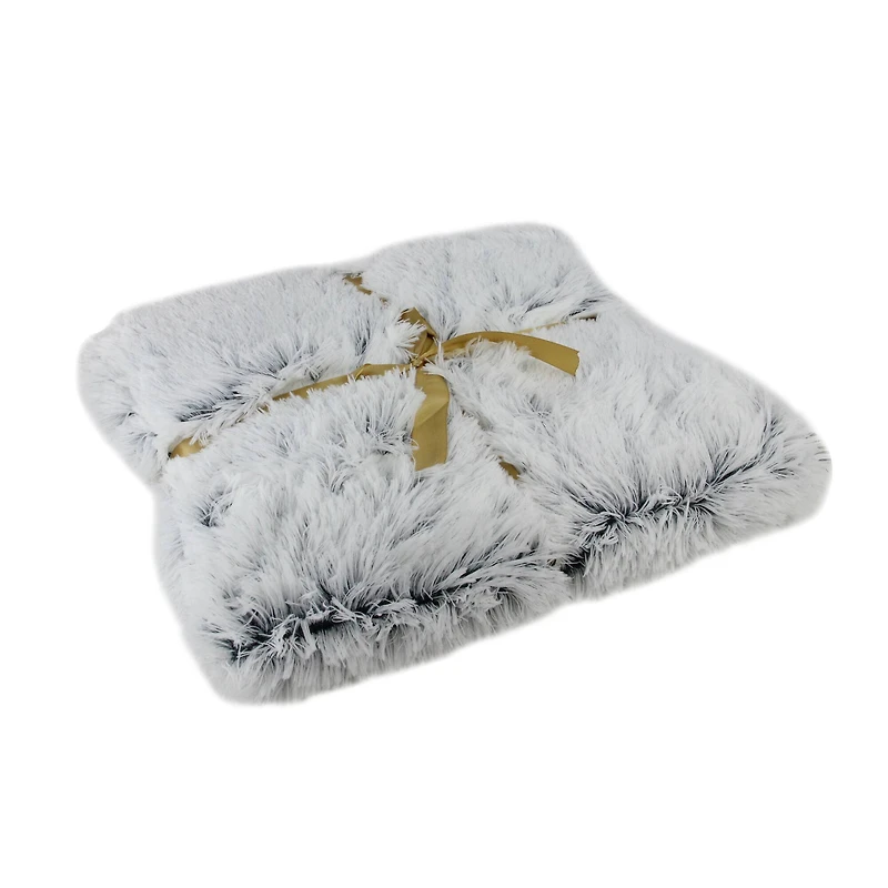 55" x 62" Plush Gray Faux Fur Throw Blanket
