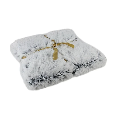 55" x 62" Plush Gray Faux Fur Throw Blanket