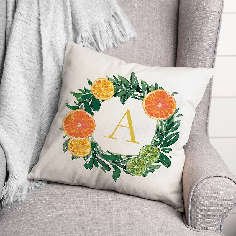 Citrus Monogram Indoor/Outdoor Pillow