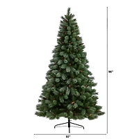 8ft. Unlit Snowed French Alps Mountain Pine Artificial Christmas Tree with Pinecones