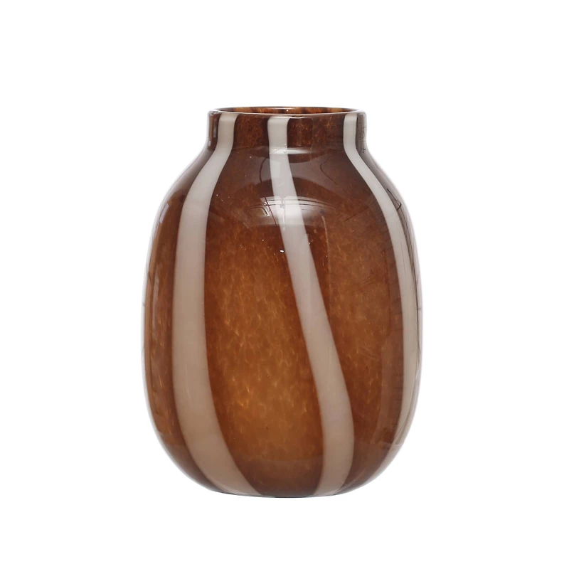 Hello Honey® 9" Brown & White Striped Glass Vase