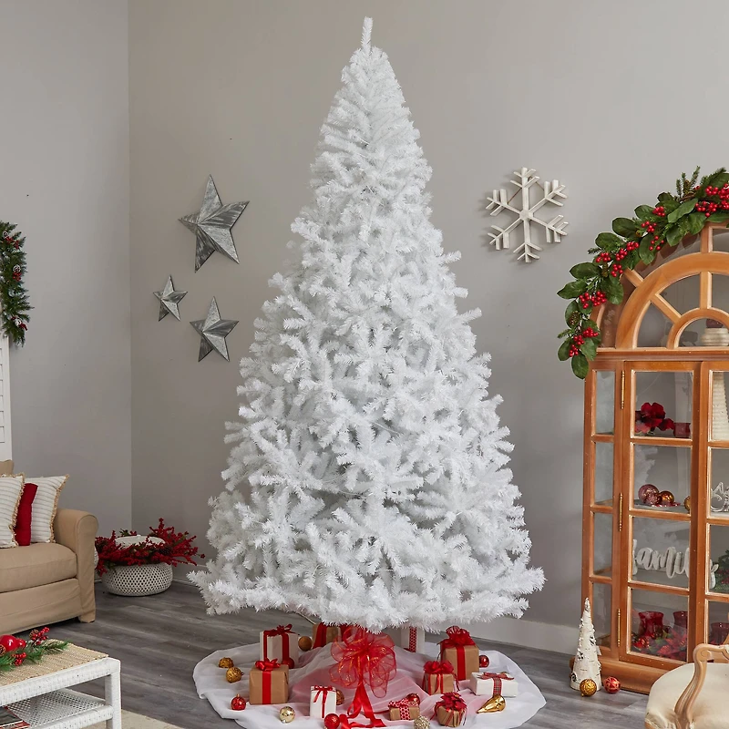 11ft. Pre-Lit White Artificial Christmas Tree, White LED Lights