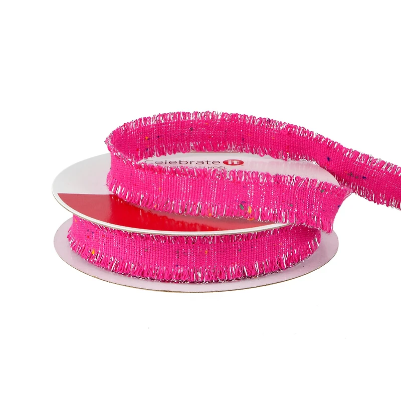 5/8" x 20ft. Hot Pink & Tinsel Grosgrain Ribbon by Celebrate It®