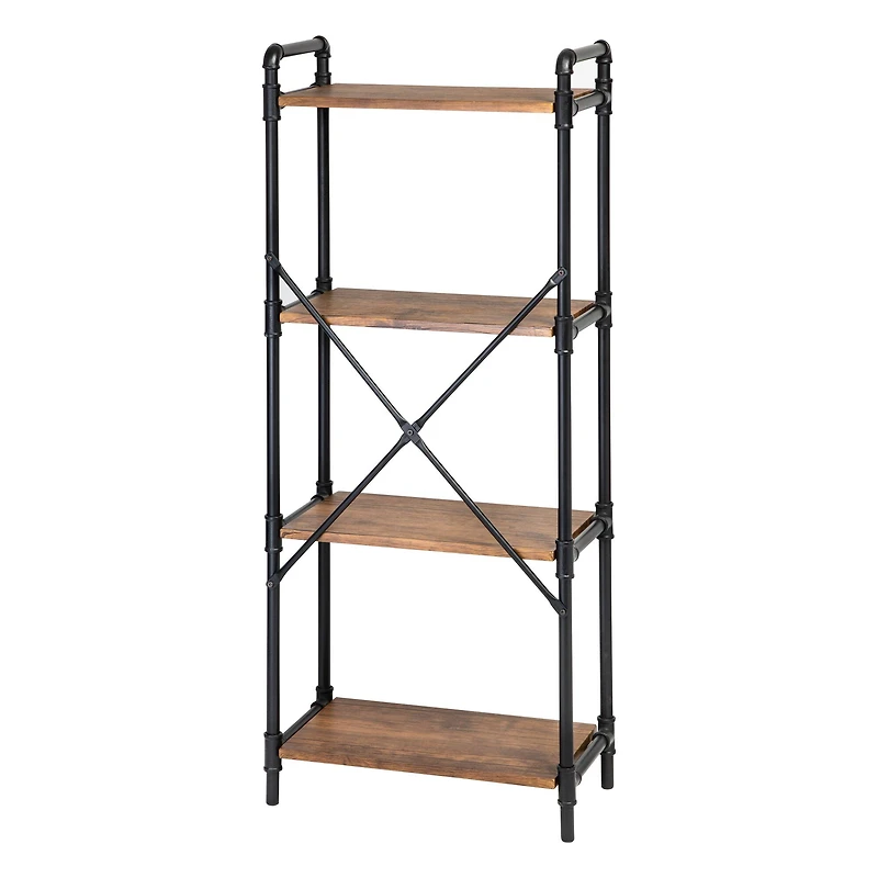 Honey Can Do Black 4-Tier Industrial Bookshelf
