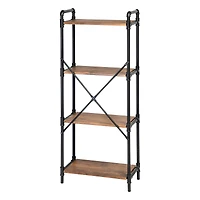 Honey Can Do Black 4-Tier Industrial Bookshelf