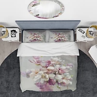 Designart 'Pink Magnolia Flowers' Shabby Bedding Set