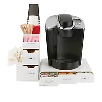 Mind Reader White 2-Piece Single Serve Coffee Pod Drawer and Condiment Organizer Caddy Station