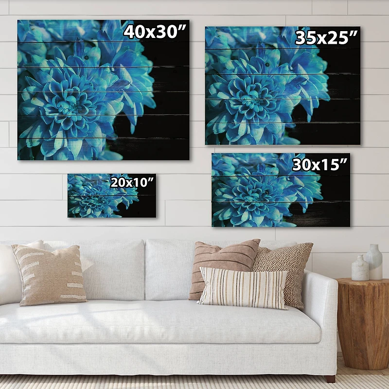 Designart - Detail of Blue Flowers On Black I