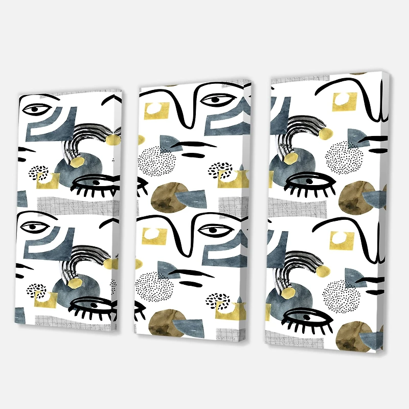 Designart - Collage of Eyes & Doodles In Contemporary Style I