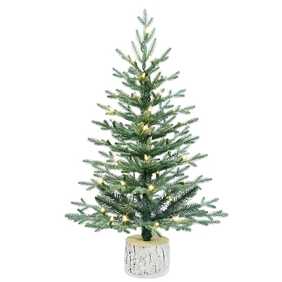 3ft. Pre-Lit Blue Arctic Fir Artificial Potted Christmas Tree, Warm White LED Lights
