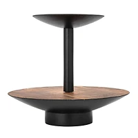 Hello Honey® 9" Round 2-Tier Acacia Wood & Metal Tray