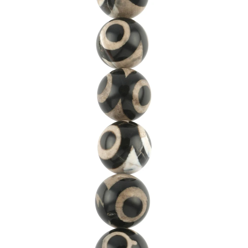 Black & Gray Tibetan Agate Round Beads, 15.5mm by Bead Landing™