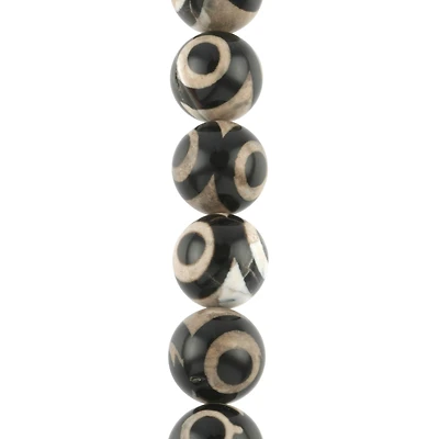 Black & Gray Tibetan Agate Round Beads, 15.5mm by Bead Landing™