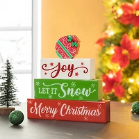 Glitzhome® 9.5" Christmas Wooden Block Word Sign