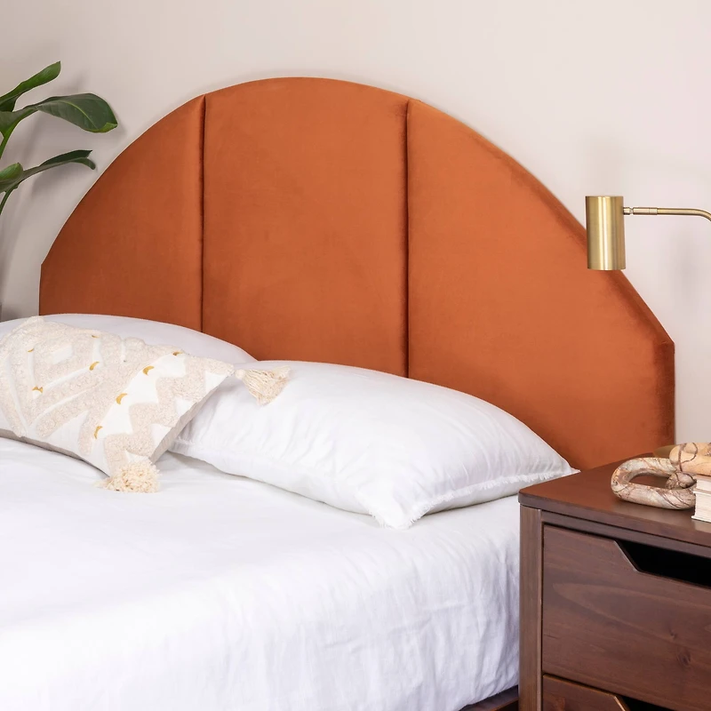 Hello Honey® NoSom 64" Queen Sized Terra Cotta Upholstered Velvet Panel Arched Headboard