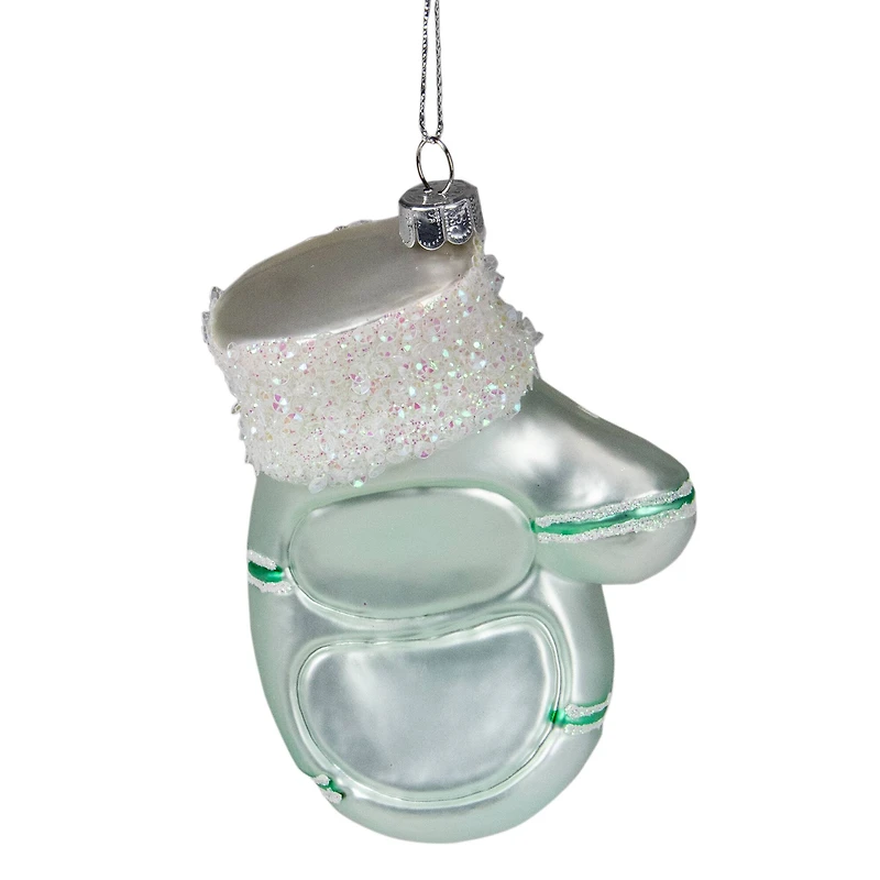 Mint Green Baby's 1st Christmas Mitten Glass Ornament