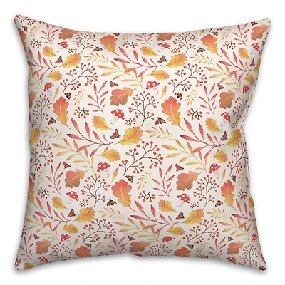 Watercolor Fall Leaves Throw Pillow