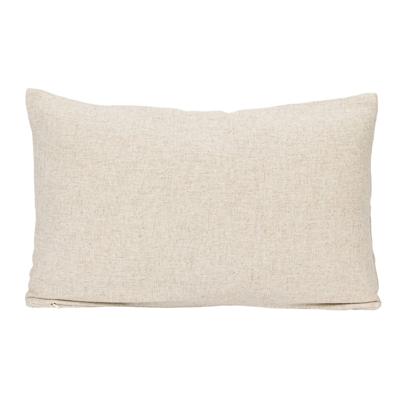 Hello Honey® Hand-Embroidered Botanicals Linen Blend Lumbar Pillow with Kantha Stitch & Flanged Edge