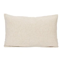Hello Honey® Hand-Embroidered Botanicals Linen Blend Lumbar Pillow with Kantha Stitch & Flanged Edge
