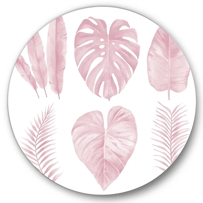 Designart - Tropical Pink Watercolour Leaves I