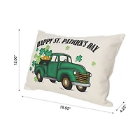 Glitzhome® 18" Faux Burlap Happy St. Patrick's Day Truck Pillow