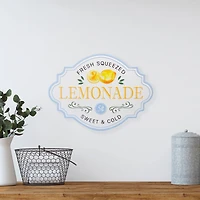 15.25" Yellow & Blue Metal Fresh Squeezed Lemonade Sign Spring Wall Décor