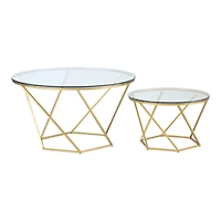 Walker Edison Gold Geometric Glass Nesting Tables Set