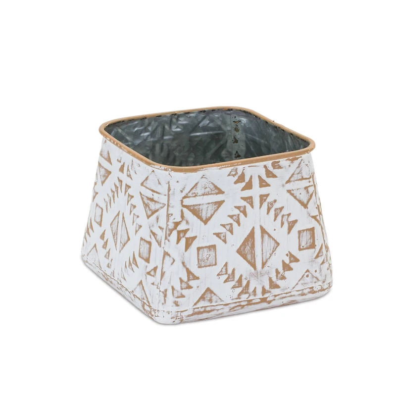 Metal Aztec Box Planter Set