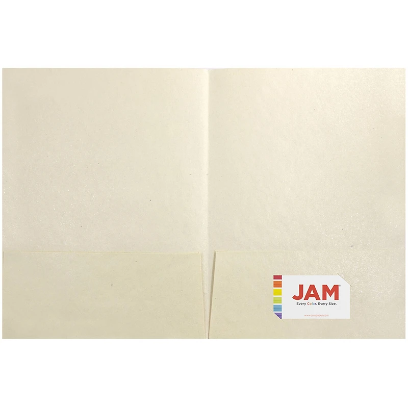 JAM Paper Ivory Metallic Handmade Folders, 100ct.