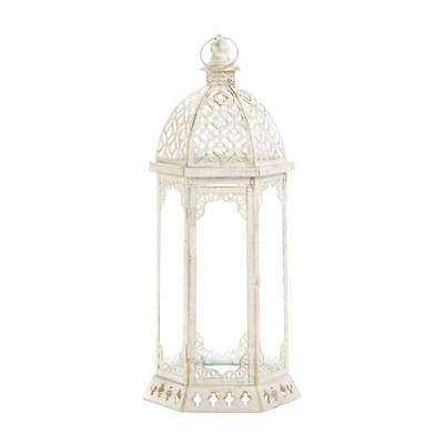 20'' Graceful Distressed White Lantern