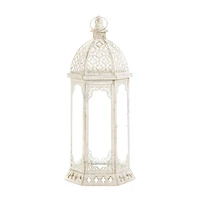20'' Graceful Distressed White Lantern