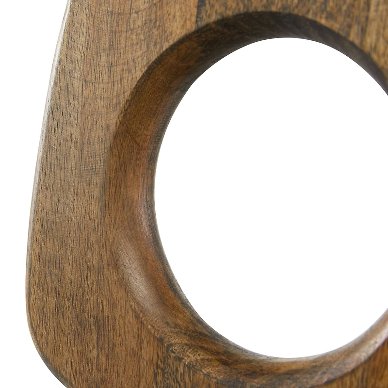18" Brown Mango Wood Modern Sculpture