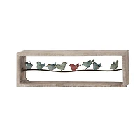 Whitewashed Wood Farmhouse Birds Wall Accent