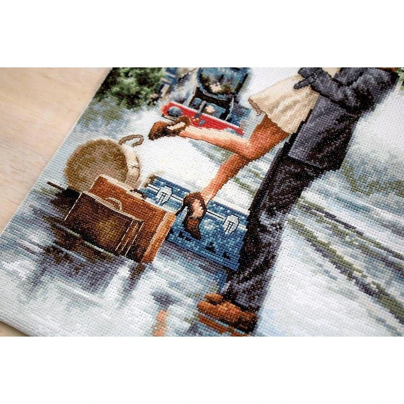 Luca-s Couple On Train Station Counted Cross Stitch Kit