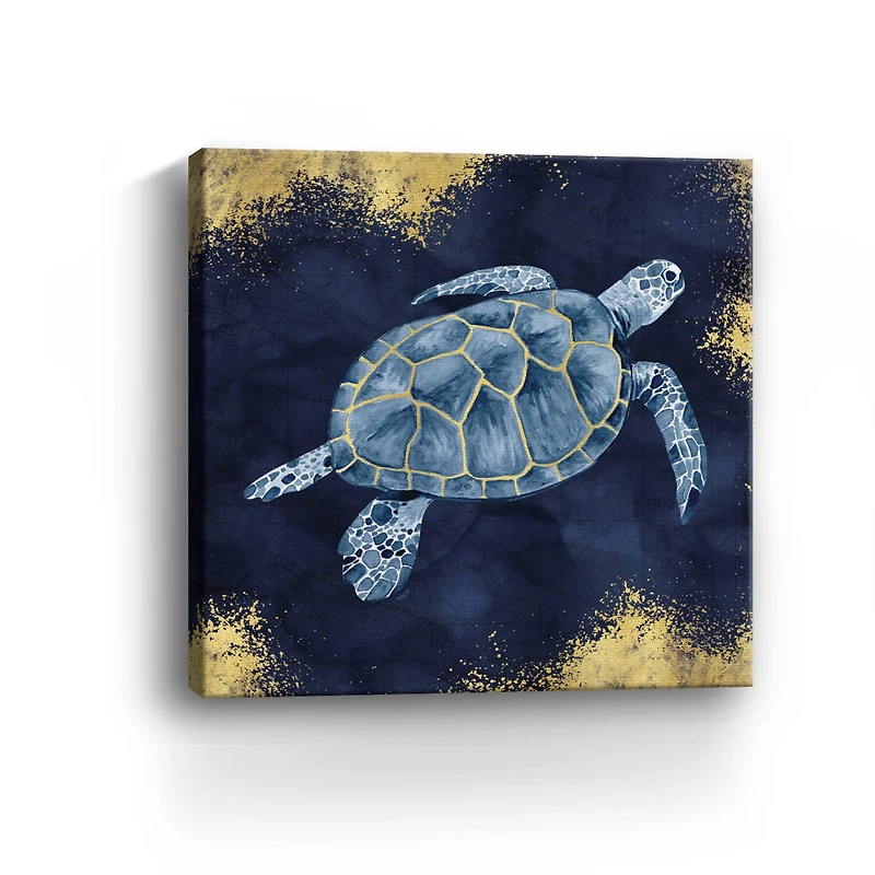 Deep Blue Sea VII Navy Gold Canvas Giclee