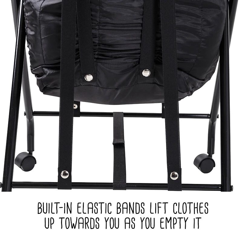 Honey Can Do Black Single Bounce Back Hamper with Wheels and Lid