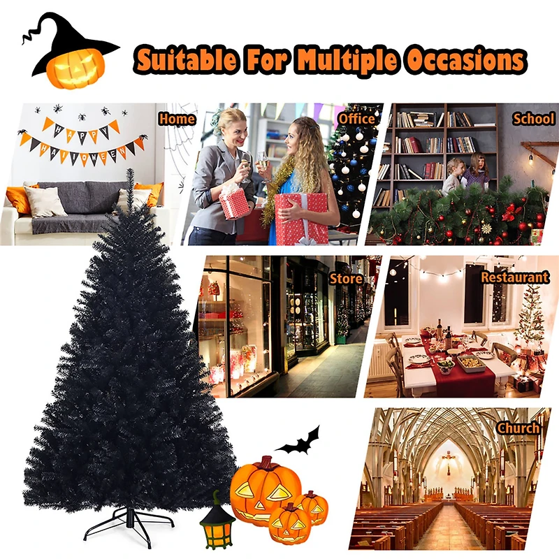 6ft. Unlit Black Artificial Christmas Tree