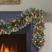 9ft. Pre-Lit Snowy Silverton Pine Garland