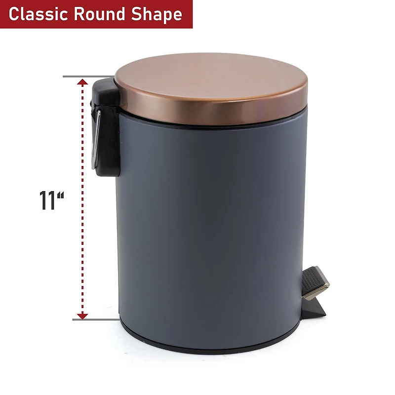 Elama Liter Stylish Grey and Copper Soft Pedal Trash Bin